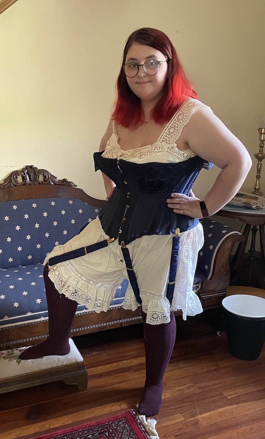 1880 Corset with Combinations and Suspenders